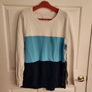 Lilly Pulitzer White and Blue Colorblock Sweatshirt
